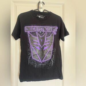 Universal Studios Transformers Decepticons Black Puff Print T-Shirt Size S